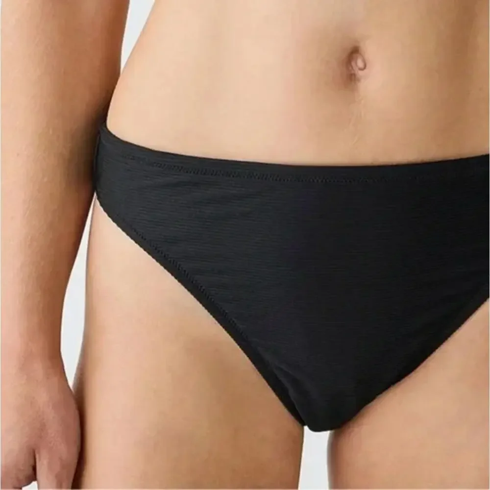 2/$15 NWT J. Crew Ribbed High-Rise Cheeky Bikini Bottom Black High-Cut Size S